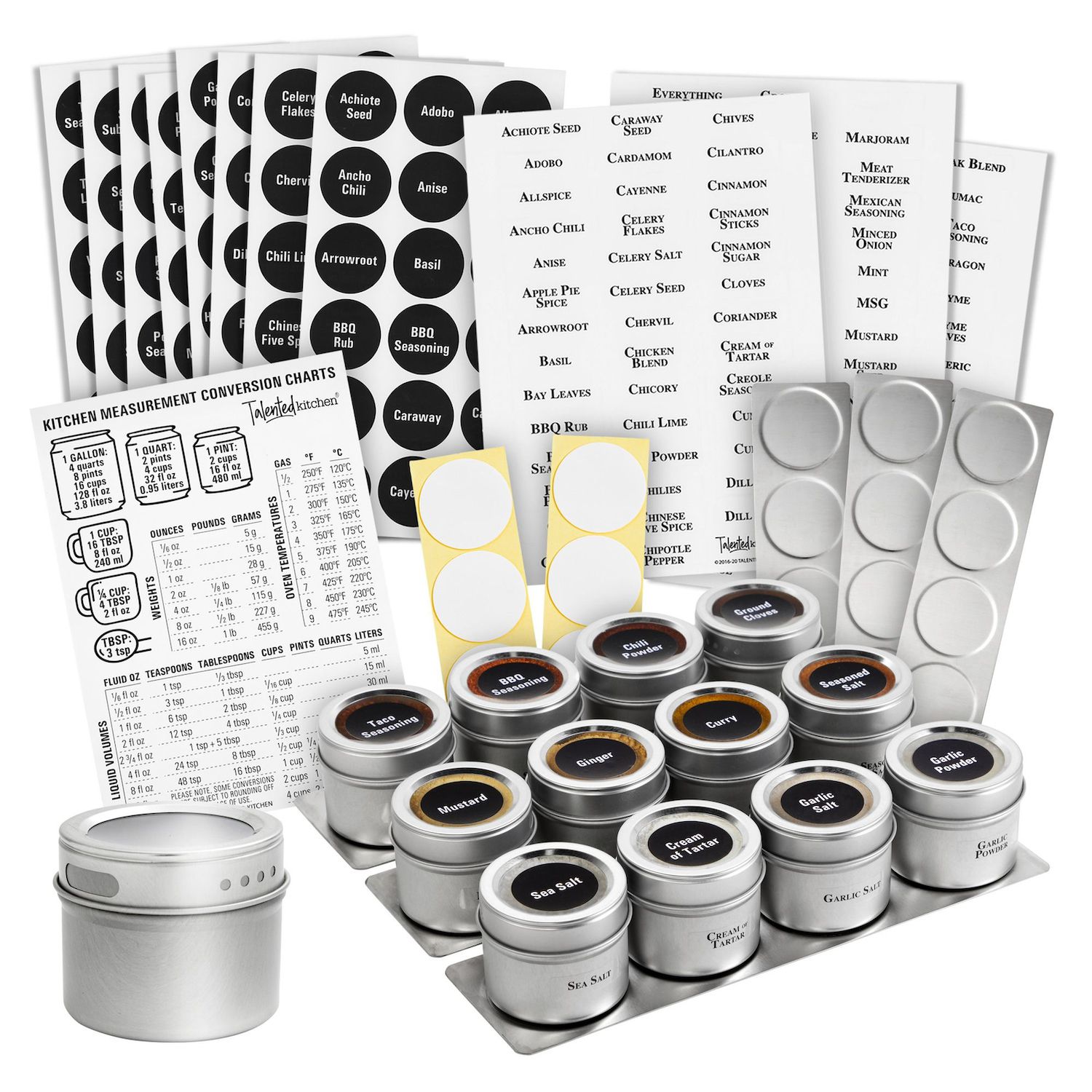 272 Spice Jar Labels for Containers, Preprinted Black and White