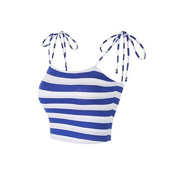 Women's Rainbow Striped Tie Spaghetti Straps Summer Cami Tube-Tops