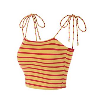 Women's Rainbow Striped Tie Spaghetti Straps Summer Cami Tube-Tops