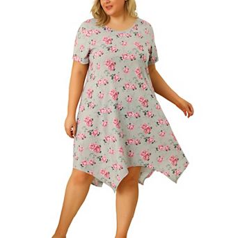 Women's Plus Floral Nightgown Pajamas Cute Irregular Sleepwear