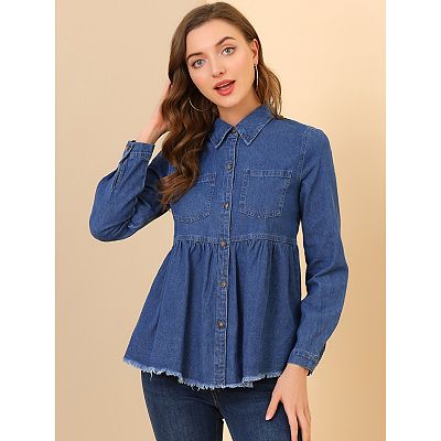 Peplum denim shirt best sale