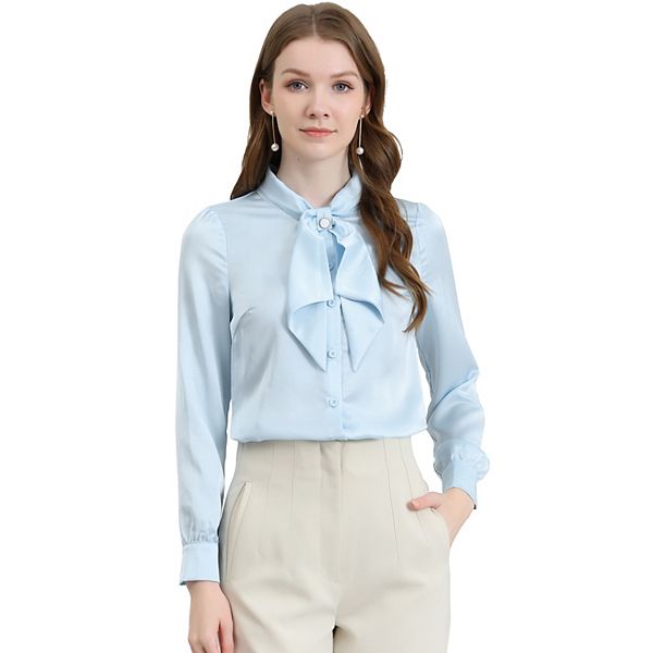 Women Formal Tailored Button-Down Shirt with Side Tie Detail