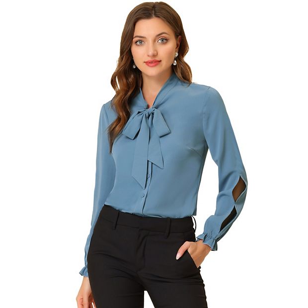 Bow Tie Formal Blouses Women Office Shirts