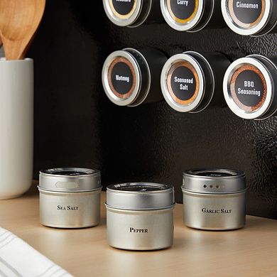 Talented Kitchen Set Of 12 Magnetic Spice Jars, 3oz Herb Tins, 269 Labels