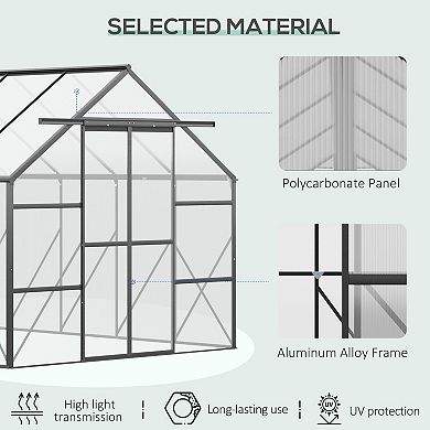 Outsunny Walk-in Garden Greenhouse Kit with Vent, Rain Gutter and Door