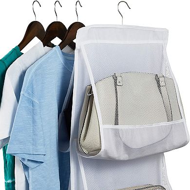 Hanging Purse Organizer for Closet Storage, White Mesh (48 x 13.8 in, 2 Pack)