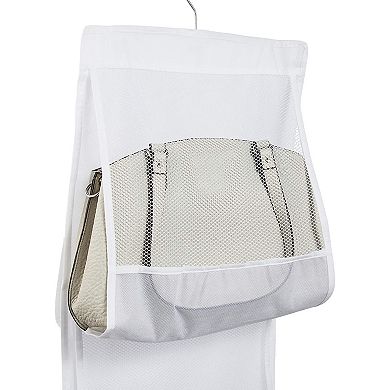 Hanging Purse Organizer for Closet Storage, White Mesh (48 x 13.8 in, 2 Pack)