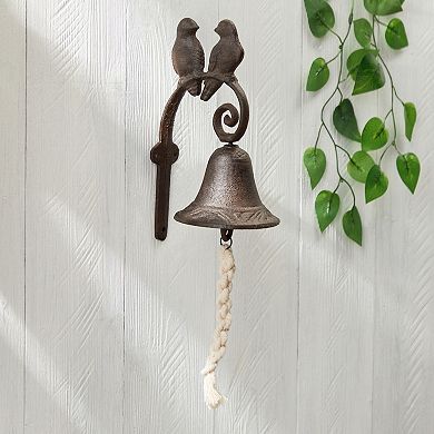 Antique Style Love Birds Cast Iron Bell for Outdoor Patio Decor, 4.5x8.5x1.5 in