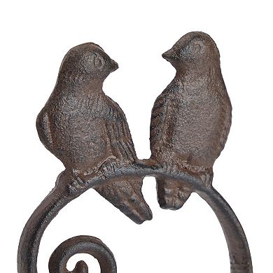 Antique Style Love Birds Cast Iron Bell for Outdoor Patio Decor, 4.5x8.5x1.5 in