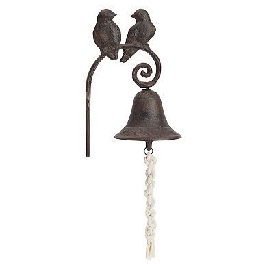 Antique Style Love Birds Cast Iron Bell for Outdoor Patio Decor, 4.5x8.5x1.5 in