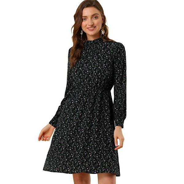 Abstract Flower Tie Smockdress