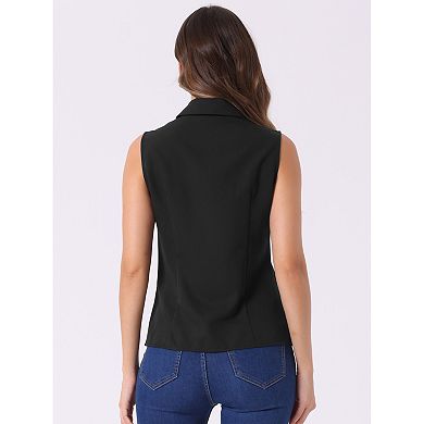 Women's Casual Tank Top Sleeveless Peter Pan Collar Chambray Shirt