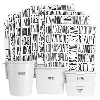 138 pc Clear Black Script Label Stickers for Household and Storage Organizer