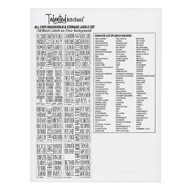 138 PCS Clear Black Script Label Stickers for Household and Storage Organizer