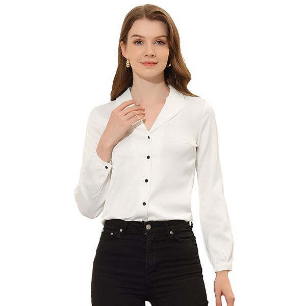 Simple Button Front Shirt, Elegant Long Sleeve Shirt Tops