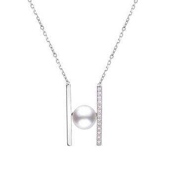 PearLustre by Imperial Sterling Silver Freshwater Cultured Pearl & Lab-Created White Sapphire Necklace
