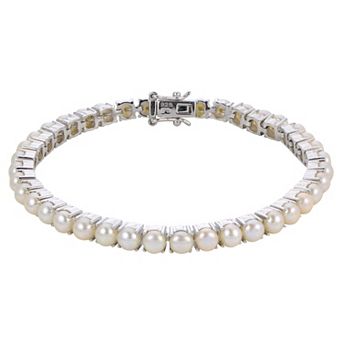 PearLustre by Imperial Sterling Silver Freshwater Cultured Pearl Tennis Bracelet