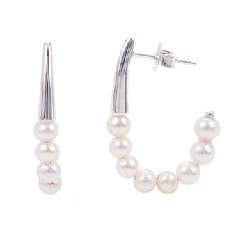 PearLustre by Imperial Sterling Silver Freshwater Cultured Pearl Small Hoop Earrings