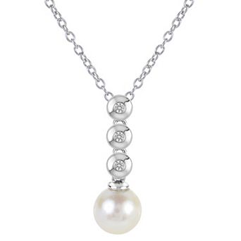 PearLustre by Imperial Sterling Silver Freshwater Cultured Pearl & Lab-Created White Sapphire Pendant Necklace