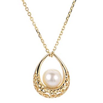 PearLustre by Imperial 14k Gold Over Silver Freshwater Cultured Pearl Bubble Design Pendant Necklace
