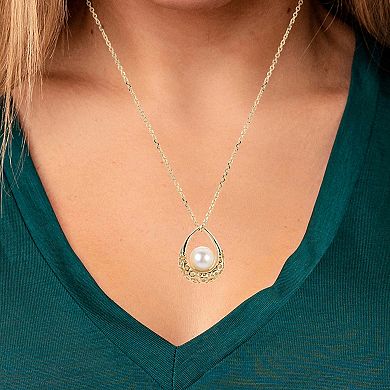 PearLustre by Imperial 14k Gold Over Silver Freshwater Cultured Pearl Bubble Design Pendant Necklace