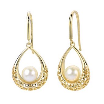 PearLustre by Imperial 14k Gold Over Silver Freshwater Cultured Pearl Bubble Design Drop Earrings
