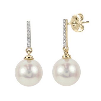 PearLustre by Imperial 14k Gold Freshwater Cultured Pearl & Diamond Accent Drop Earrings