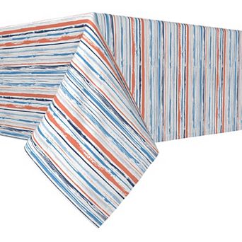 Rectangular Tablecloth, 100% Polyester, 60x84", Summer Brush Stroke Stripe