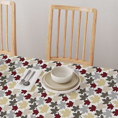 Rectangular Tablecloth, 100% Cotton, 60x120", Houndstooth Maple Leaves