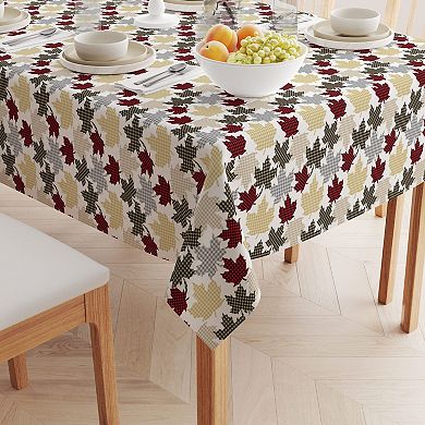 Rectangular Tablecloth, 100% Cotton, 60x120", Houndstooth Maple Leaves