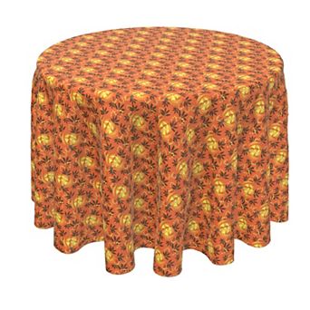Round Tablecloth, 100% Polyester, 60" Round, Halloween in Autumn