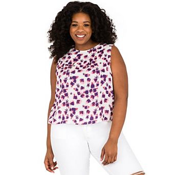 Plus Size Women's Curvy Fit Button-back Sleeveless Top