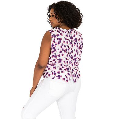 Plus Size Women's Curvy Fit Button-back Sleeveless Top