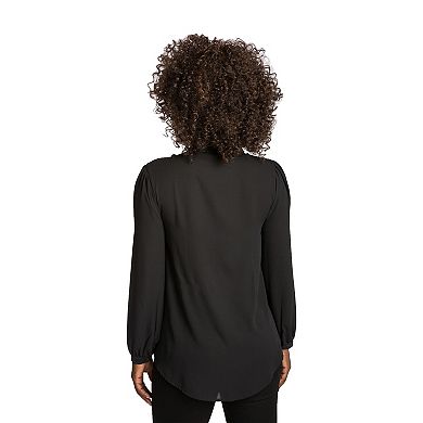 Tasha Chiffon Button-Up Neck-Tie Blouse