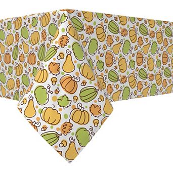 Rectangular Tablecloth, 100% Cotton, 60x104", Fall Foliage and Dots