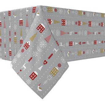 Rectangular Tablecloth, 100% Cotton, 60x120", Stylized Christmas Pattern