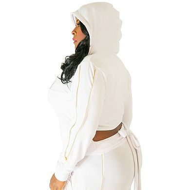 Plus Size Rachel Zip Up Tie Back Hoodie With Cut-Out