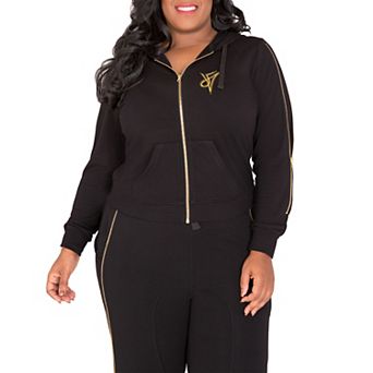 Plus Size Rachel Zip Up Tie Back Hoodie With Cut-Out