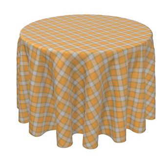 Round Tablecloth, 100% Polyester, 90" Round, Rustic Fall Color Plaid