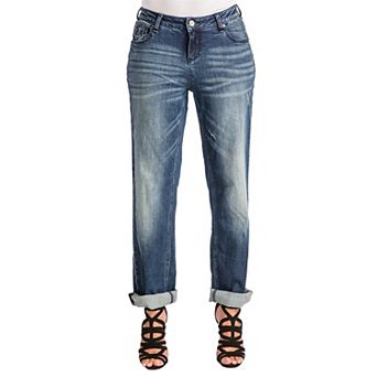 Verla Boyfriend Jeans In Hurricane Wash Bleach Spots And Rolled Cuffs