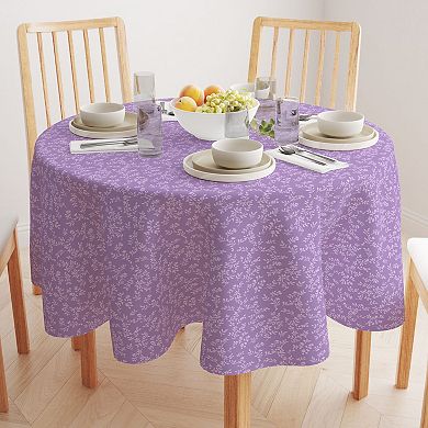 Round Tablecloth, 100% Polyester, 70" Round, Purple Vines