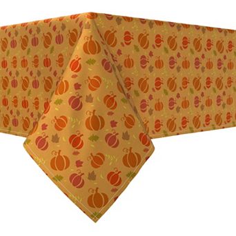 Rectangular Tablecloth, 100% Cotton, 60x84", Orange Stenciled Pumpkins