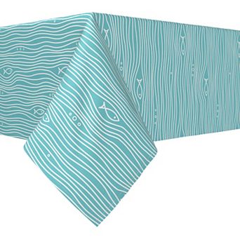 Square Tablecloth, 100% Polyester, 60x60", Simple Fish in Waves