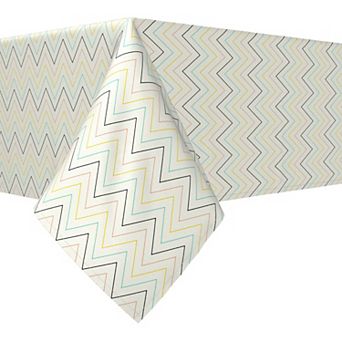 Rectangular Tablecloth, 100% Cotton, 60x84", Chevron Wave