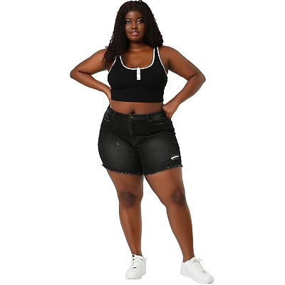 Shorts En Denim Brut Style & Co - Taille 18 Plus Size - Ourlets Effilochés - Mi-hauteur - Neuf Avec étiquettes