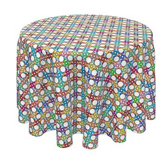 Round Tablecloth, 100% Polyester, 90" Round, Abstract Colorful Octagon