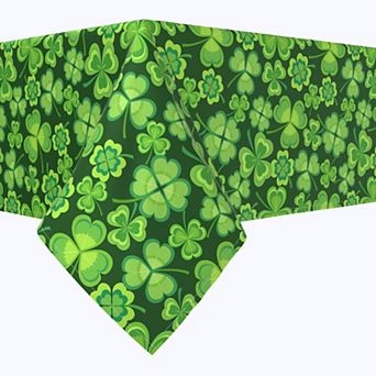 Rectangular Tablecloth, 100% Polyester, 60x84", Spring Cartoon Clovers