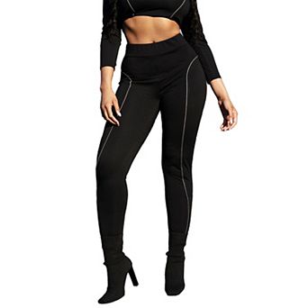 Sasha Women's High Rise Ponte Knit Moto Slip Fit Leggings