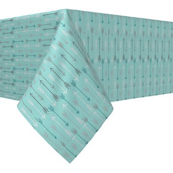 Rectangular Tablecloth, 100% Cotton, 60x104", Arrows on Teal Background