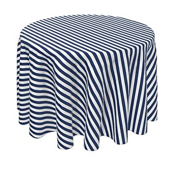 Round Tablecloth, 100% Polyester, 60" Round, Small Stripes, Navy